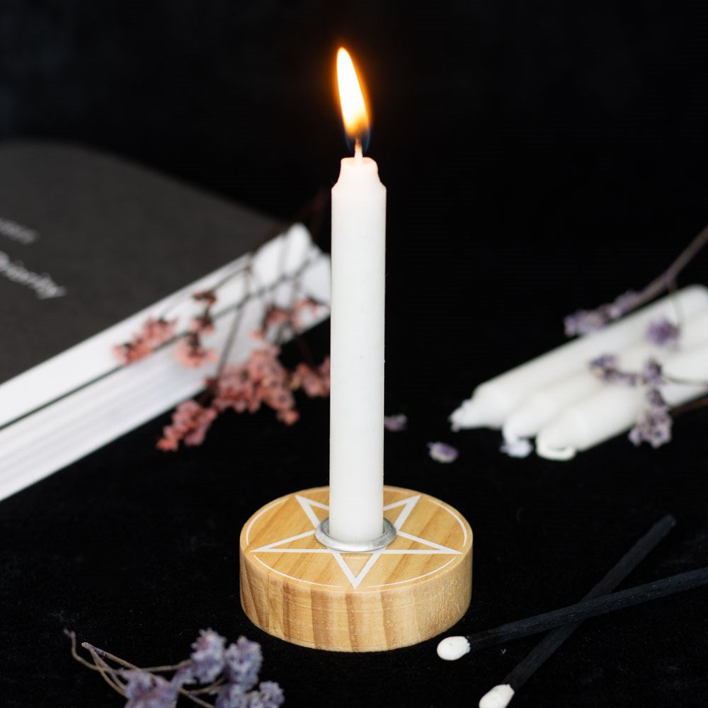 Lysestake med pentagram til spell candles