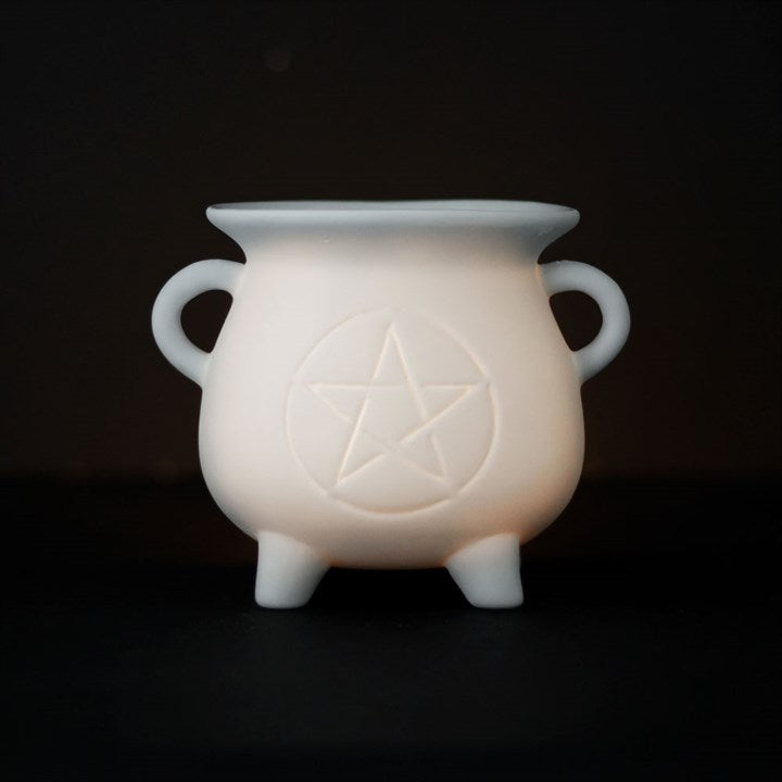 Hvit oljebrenner med pentagram