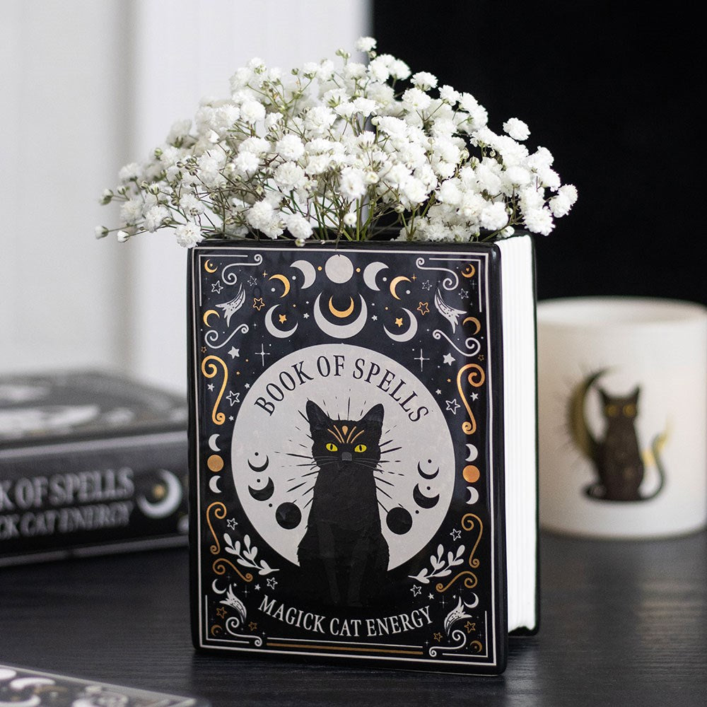 Black Cat Book of Spells vase