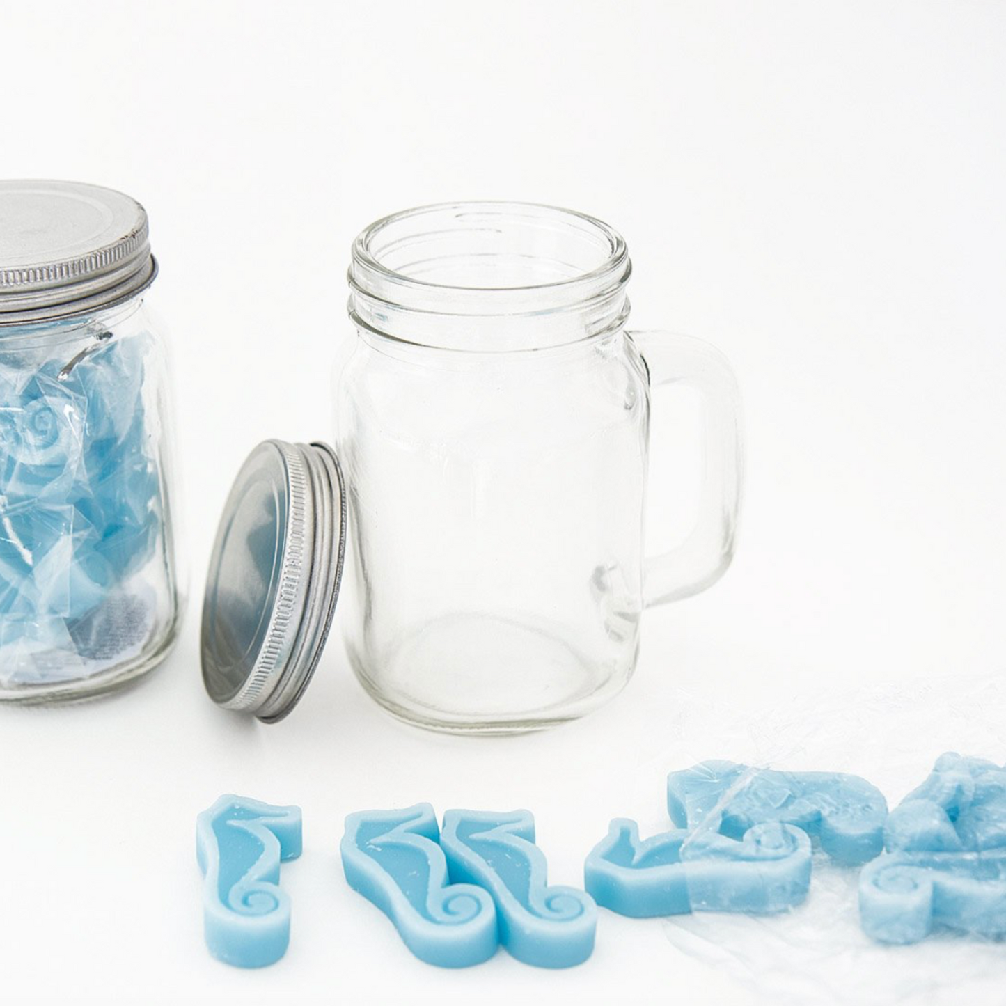 Duftvoks på glass - Sjøhester